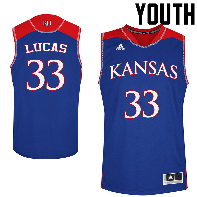 Youth Kansas Jayhawks #33 Landen Lucas College Basketball Jerseys Sale-Blue
